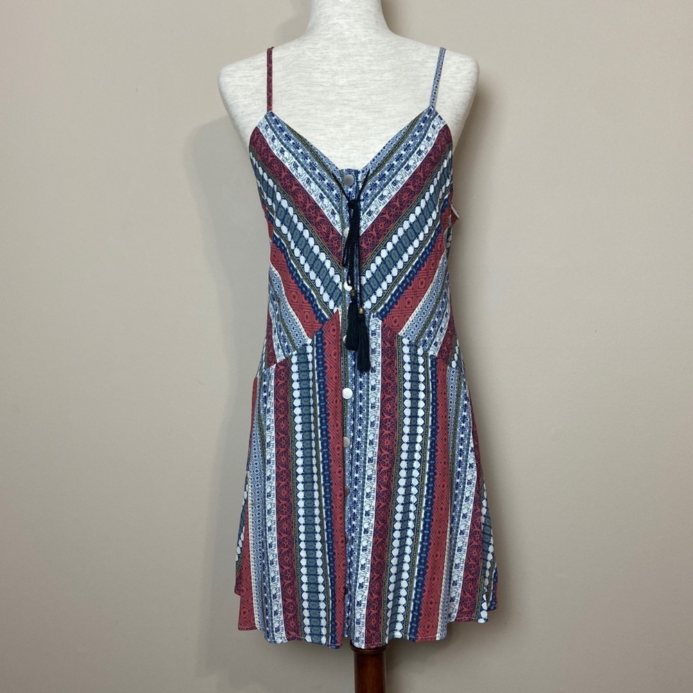 Ethereal Boho Patterned Low Back Mini Sun Dress